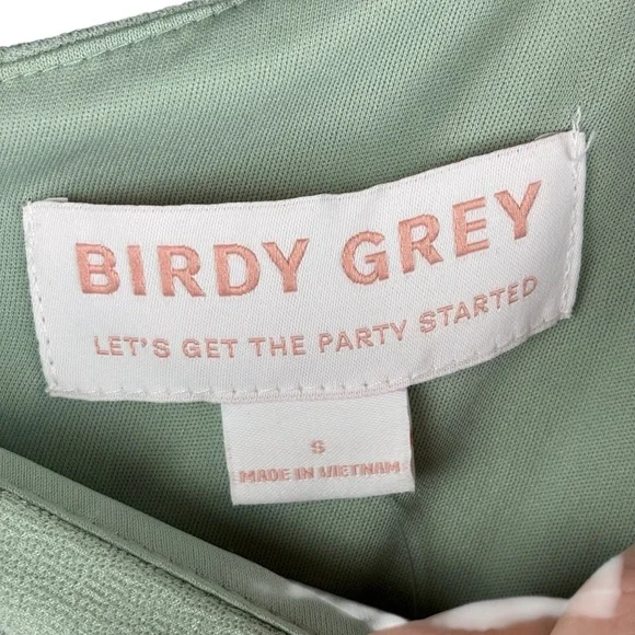 Birdy Grey “Kira” Crepe One-Shoulder Sage Bridesmaid Gown – Sz S (NWT) - Picture 4 of 14